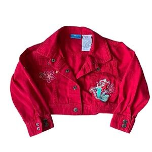 Disney Ariel Little Mermaid Denim Girl's Jacket Embroidered Special Ed Size 4T